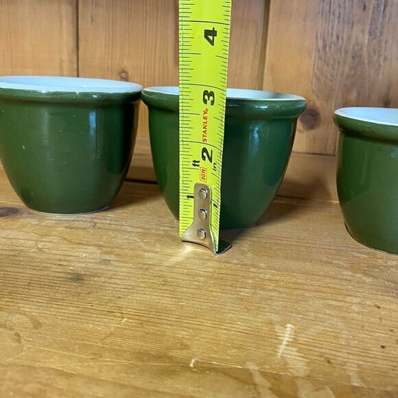 Vintage HALL Ramekin Set of 4 -1 -351 1/2 - 3- 352 Green Custard Dishes Cups USA - Picture 5 of 16